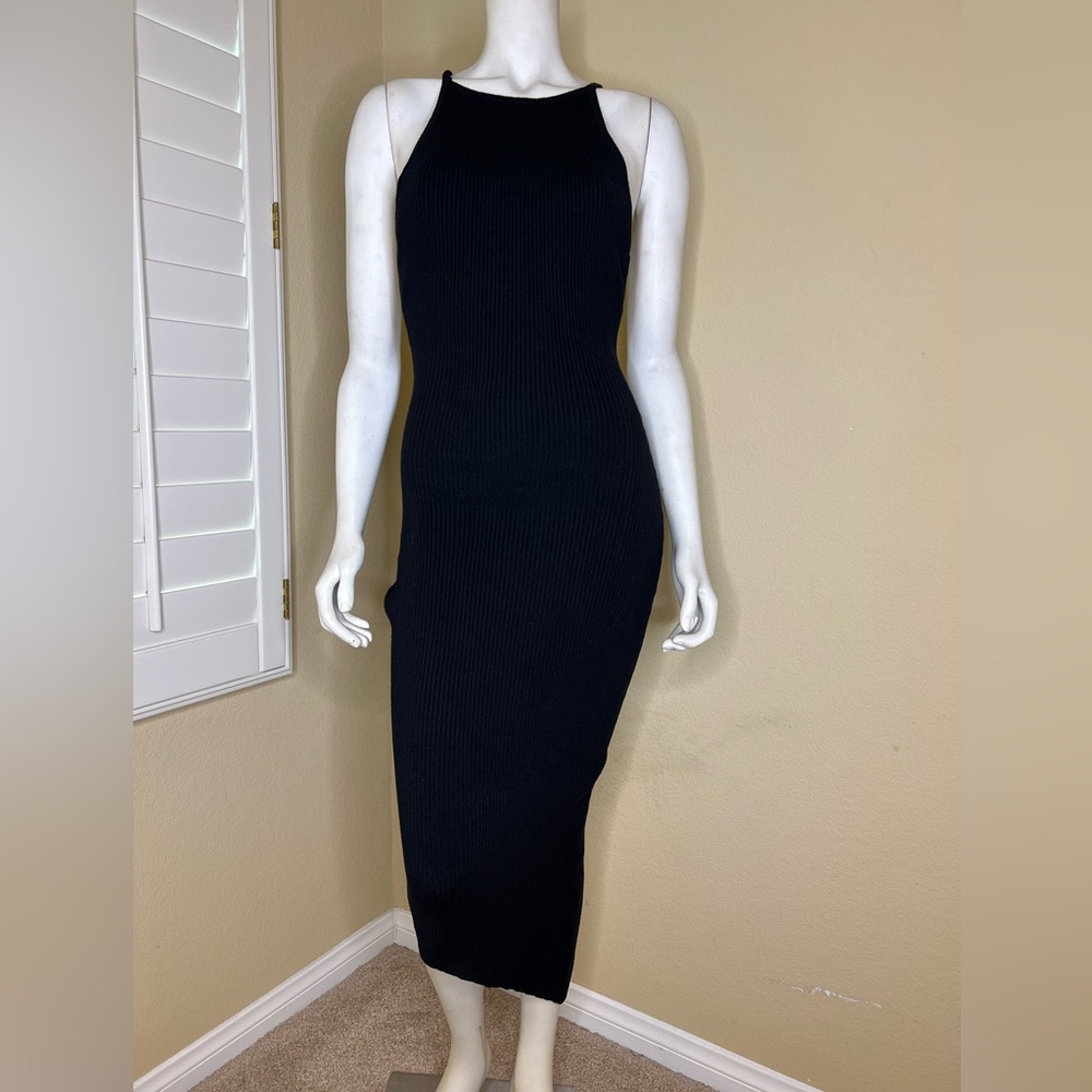 Forever 21 Black Ribbed Midi Dress